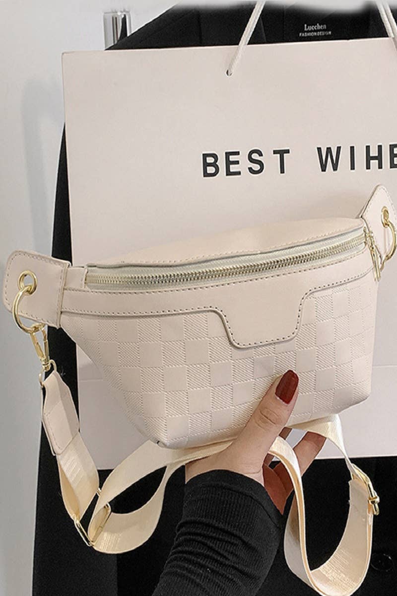 Leather Checkered Crossbody Sling Bag
