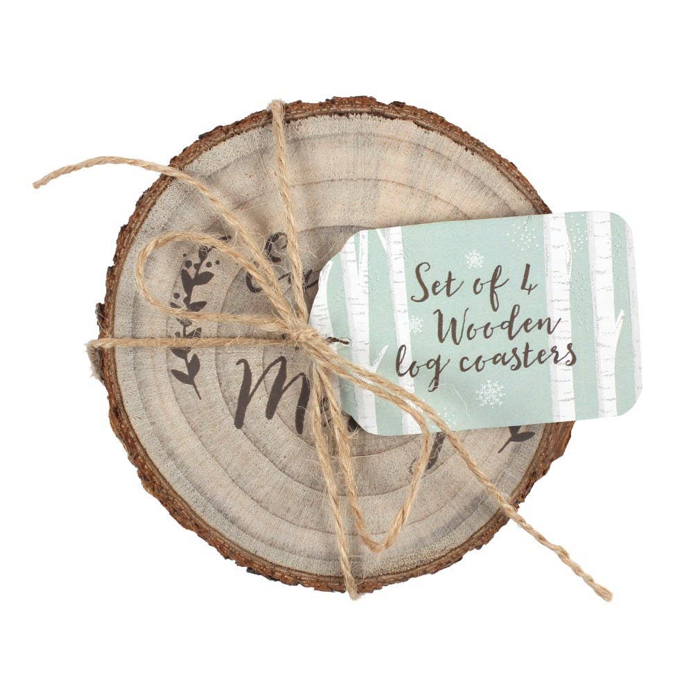 Printed Log Coasters - Set of 4