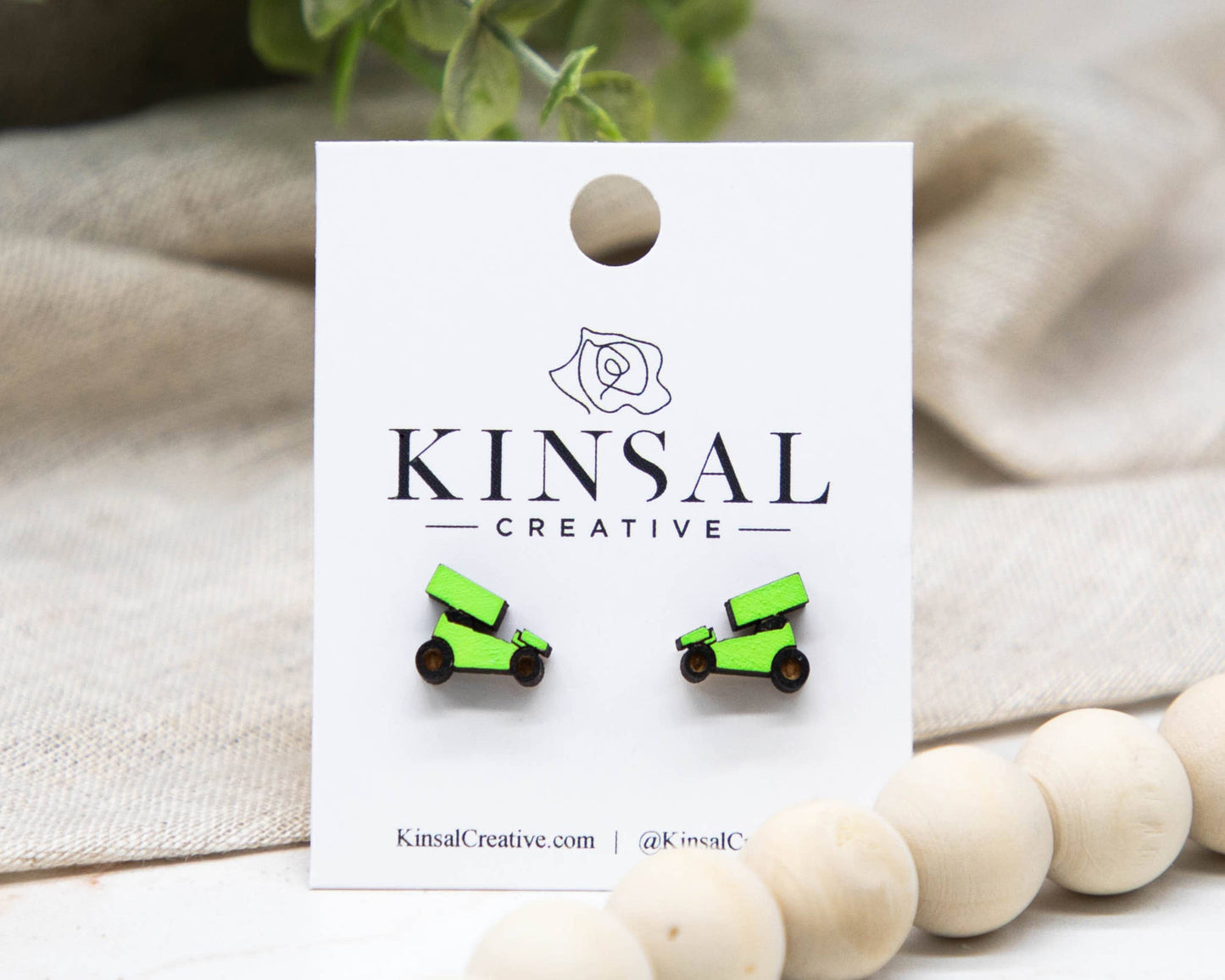 Sprint Car Wood Stud Earrings