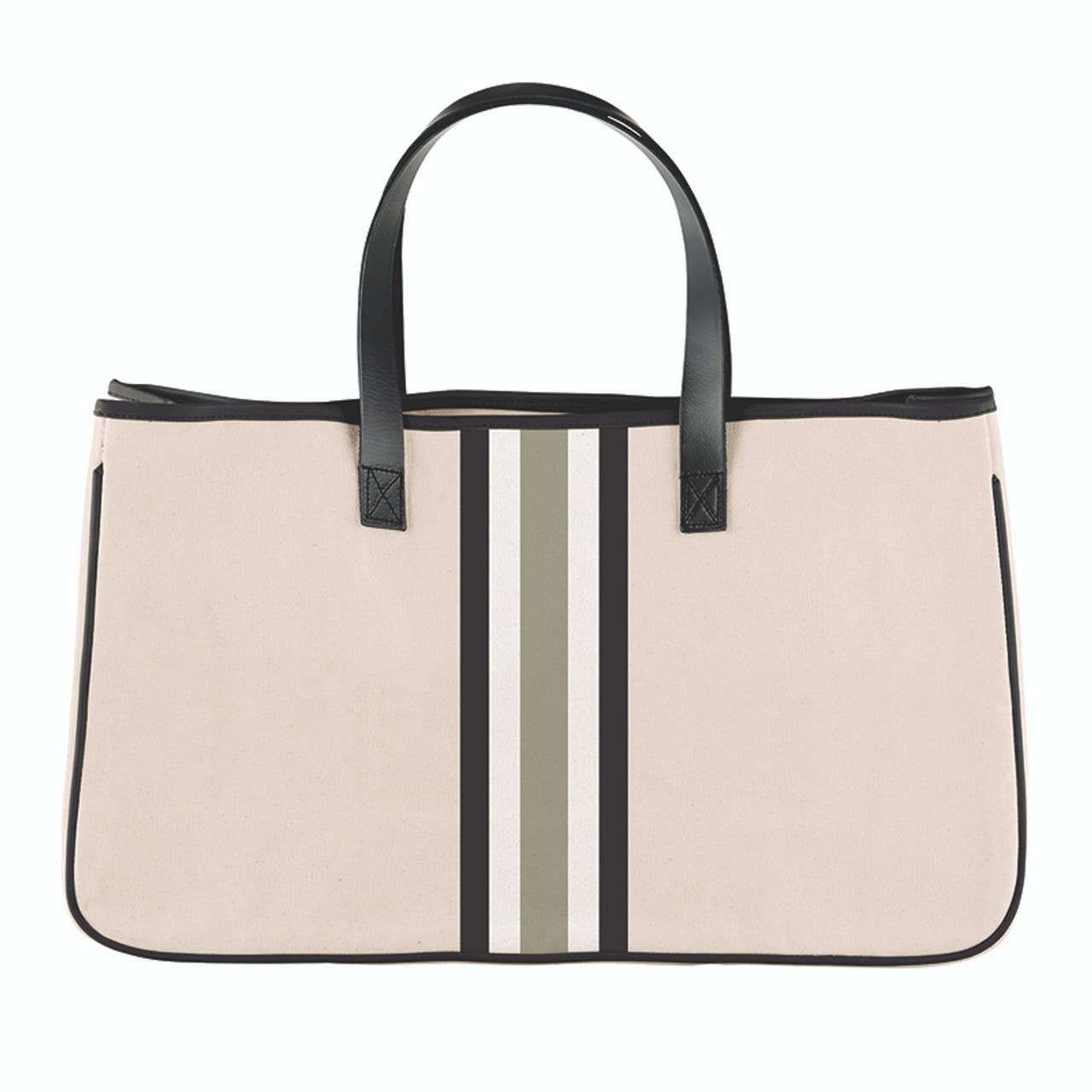 Racer Stripe Canvas Tote - Blush + Grey Stripes