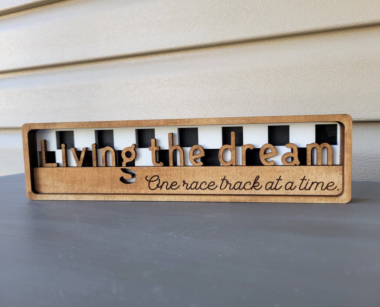 Living the Dream Stacked Layer Wood Sign