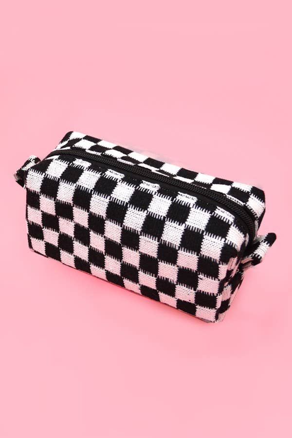 Checkered Makeup Cosmetic Bag