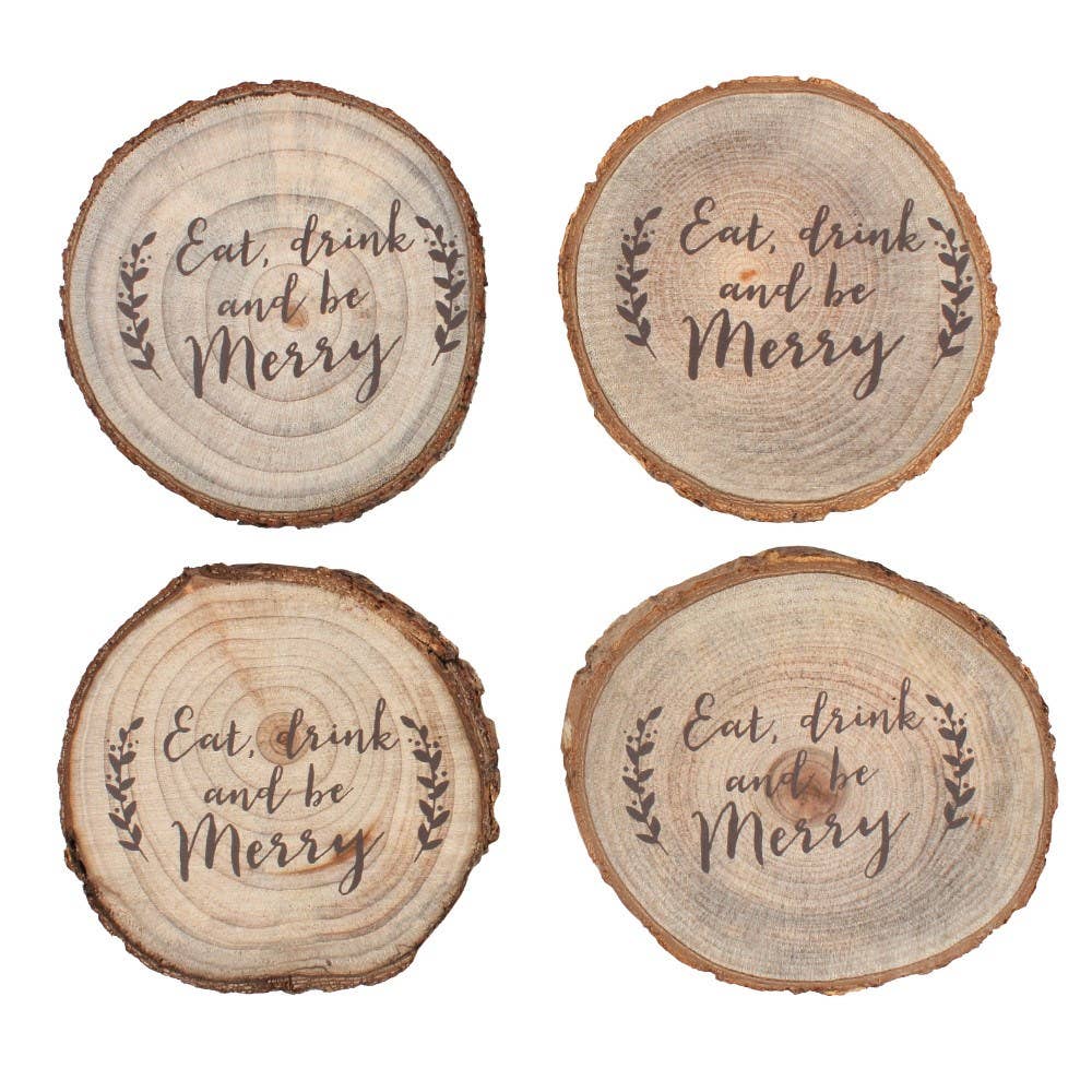 Printed Log Coasters - Set of 4