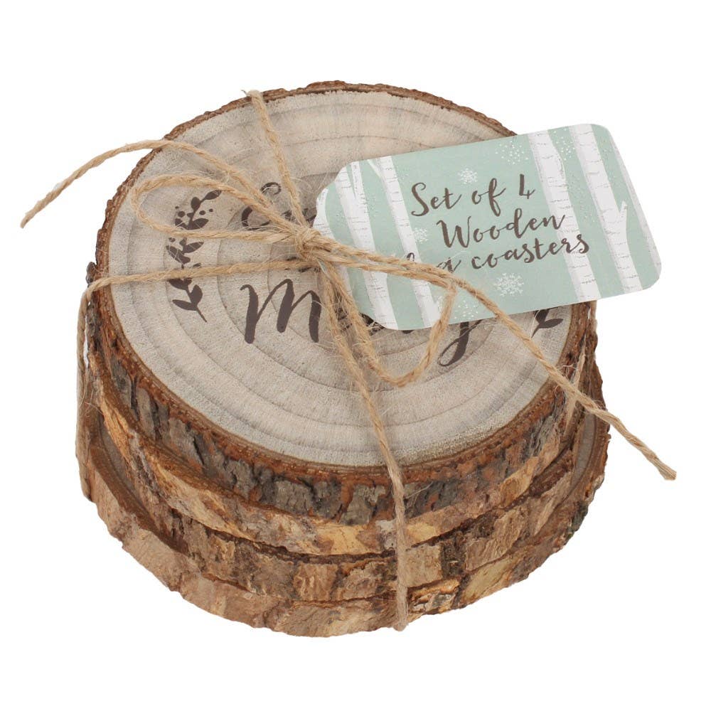 Printed Log Coasters - Set of 4