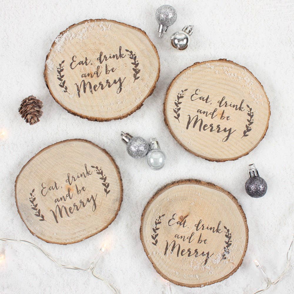 Printed Log Coasters - Set of 4
