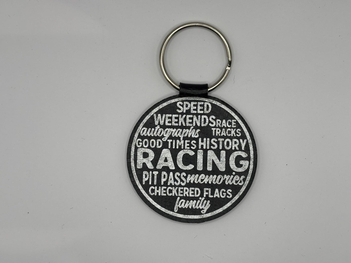 Race Words Leatherette Key Chain
