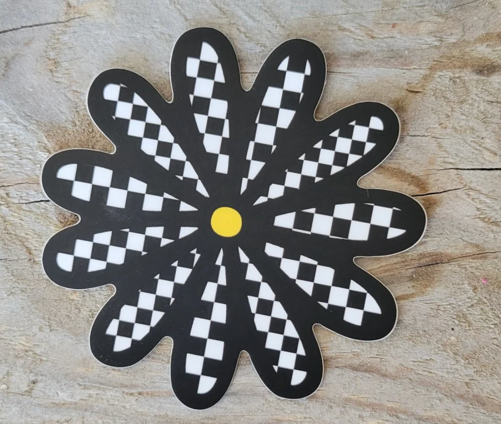 Checkered Flower Sticker