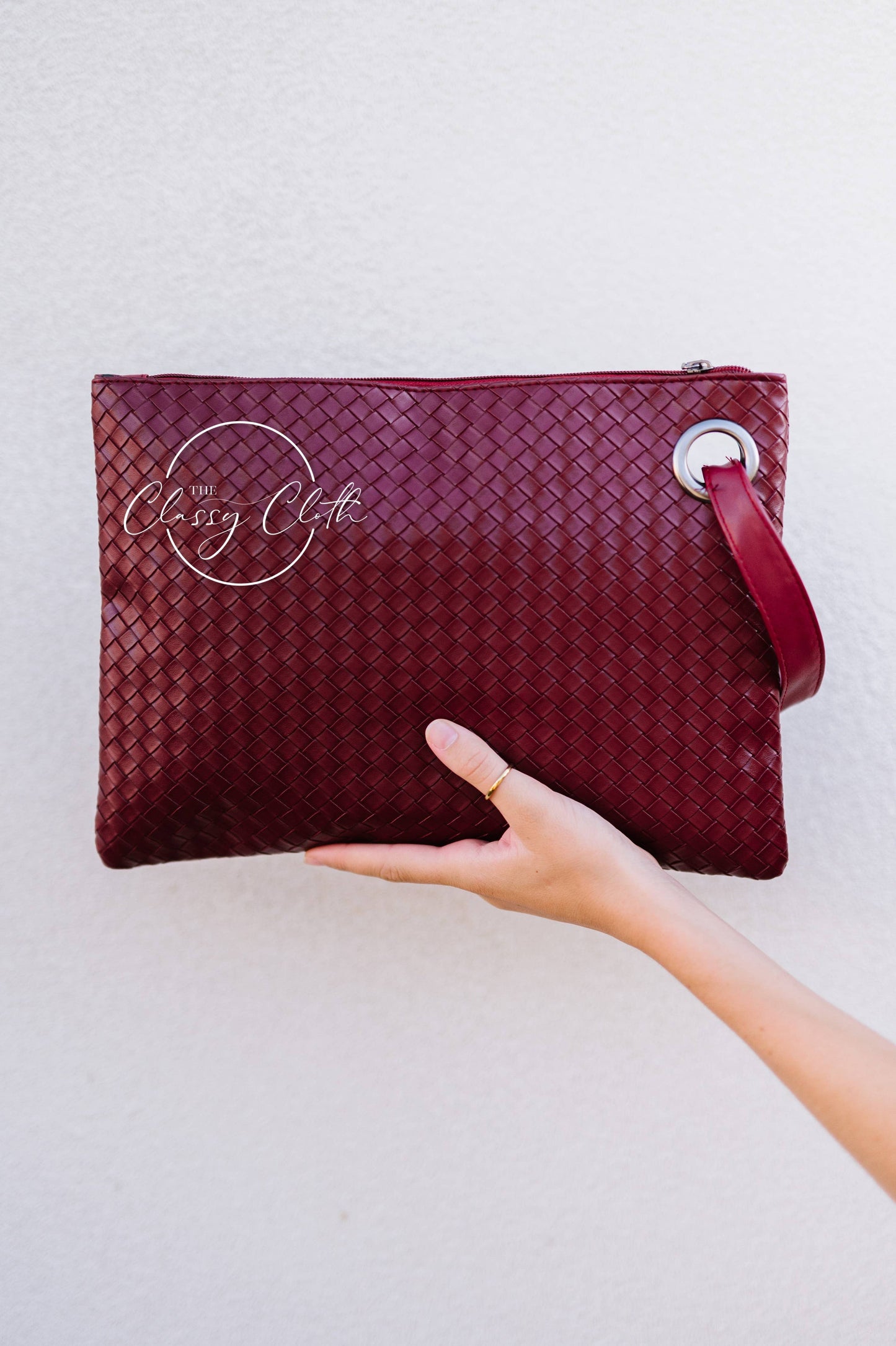 Trendy Clutch - Weave Wine