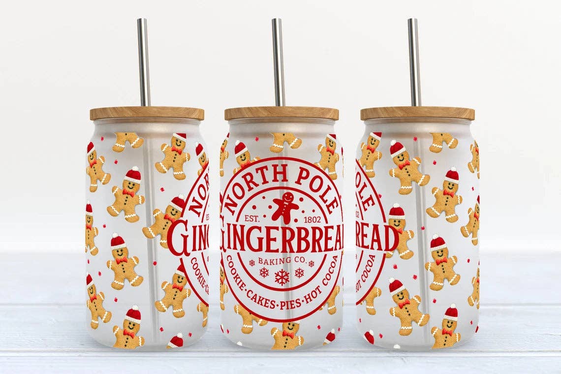 North Pole Gingerbread Bakery Christmas 16oz Libbey Glass Tumbler