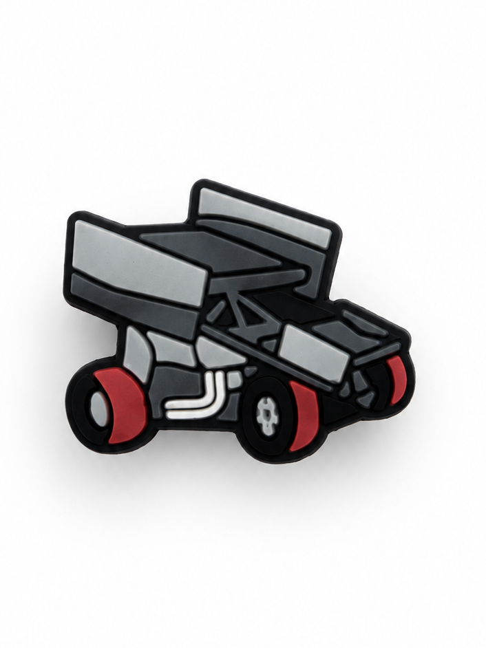 Grey Sprint Car Croc Charm