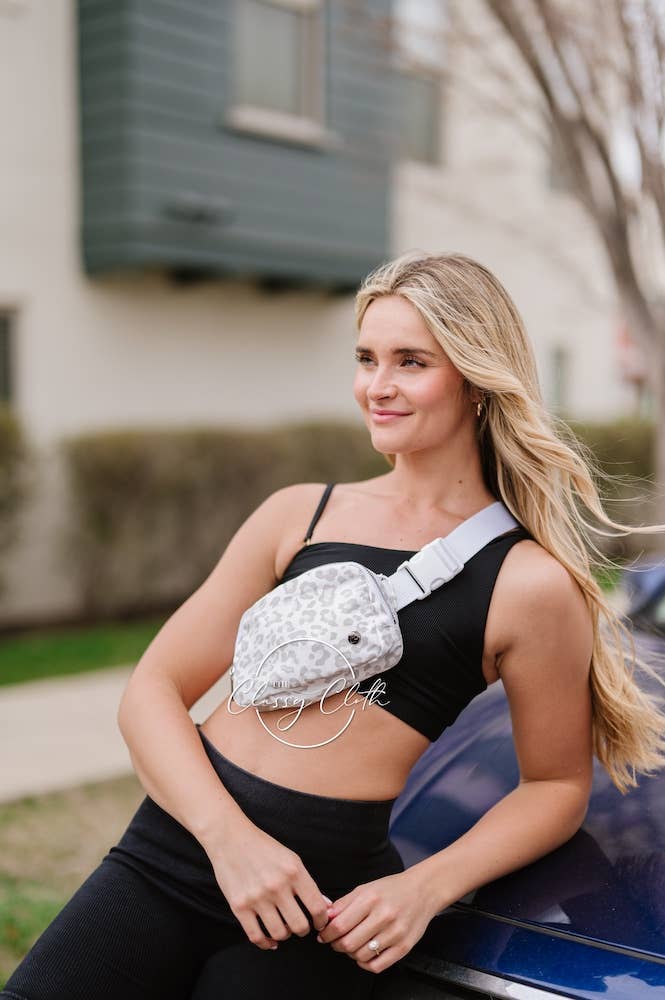 Nylon Belt Bag- Grey Leopard