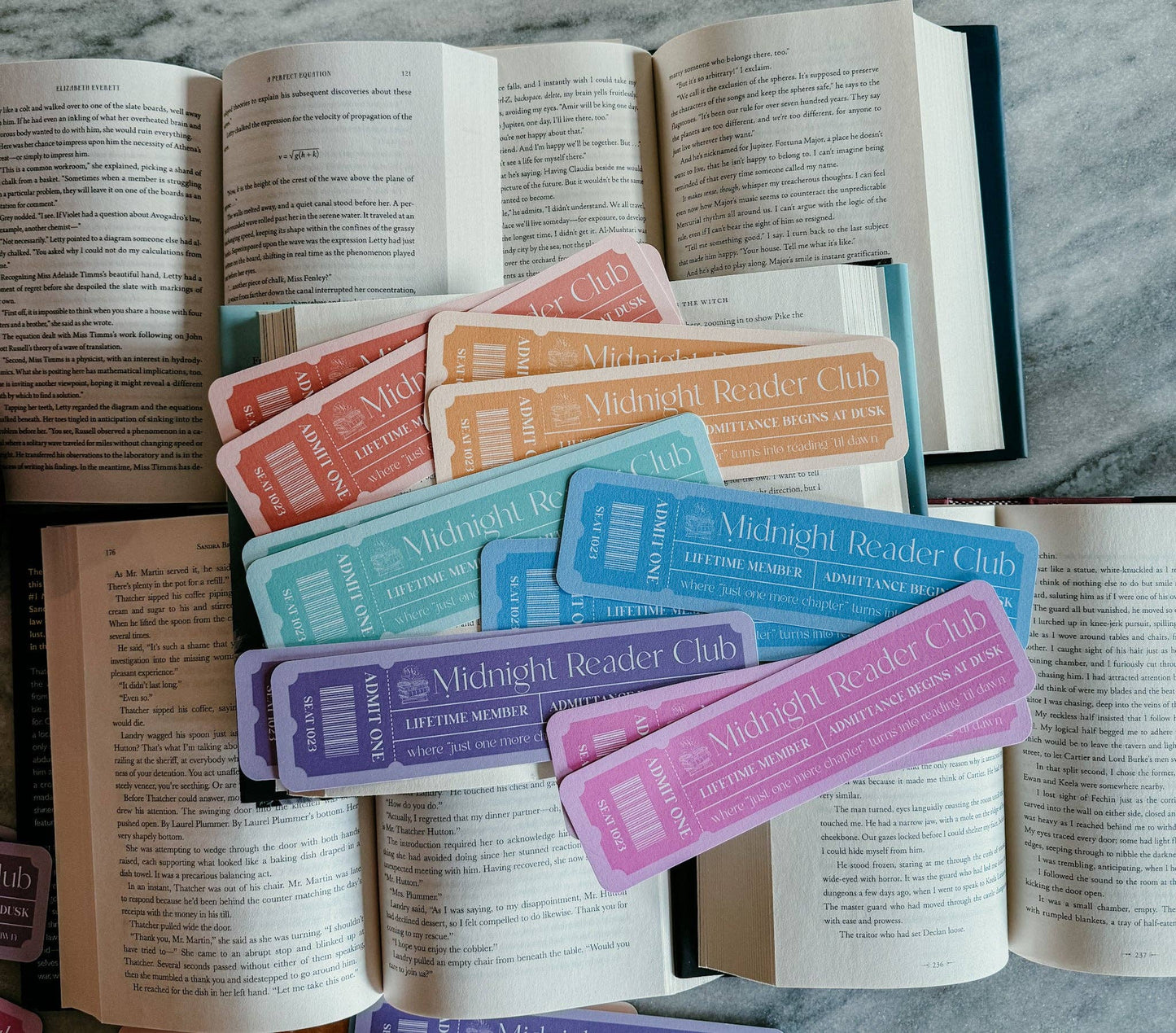 Midnight Reader Club Bookmark | Pastel Color Ticket Design | Spring Pastel Bookmark Pack