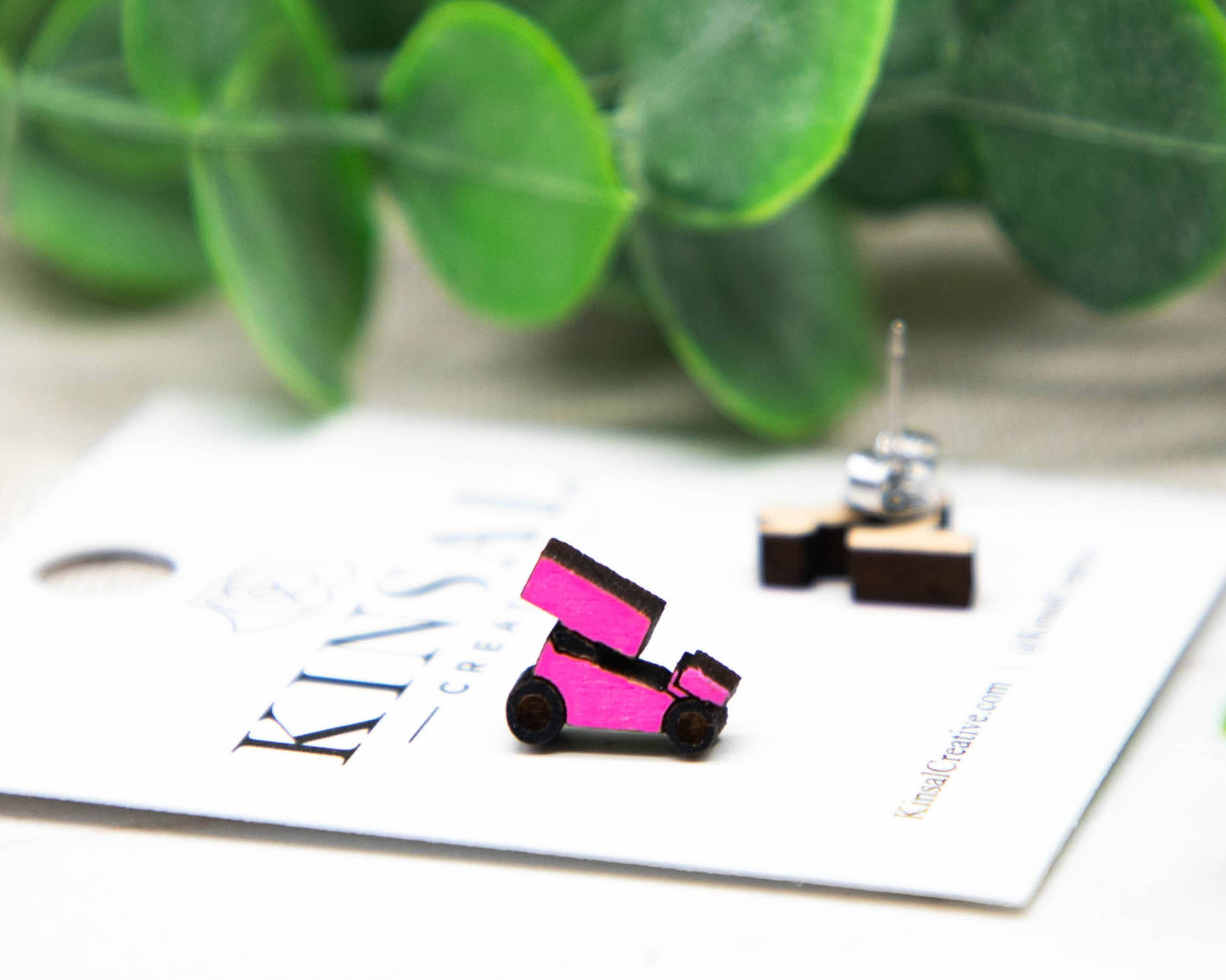 Sprint Car Wood Stud Earrings