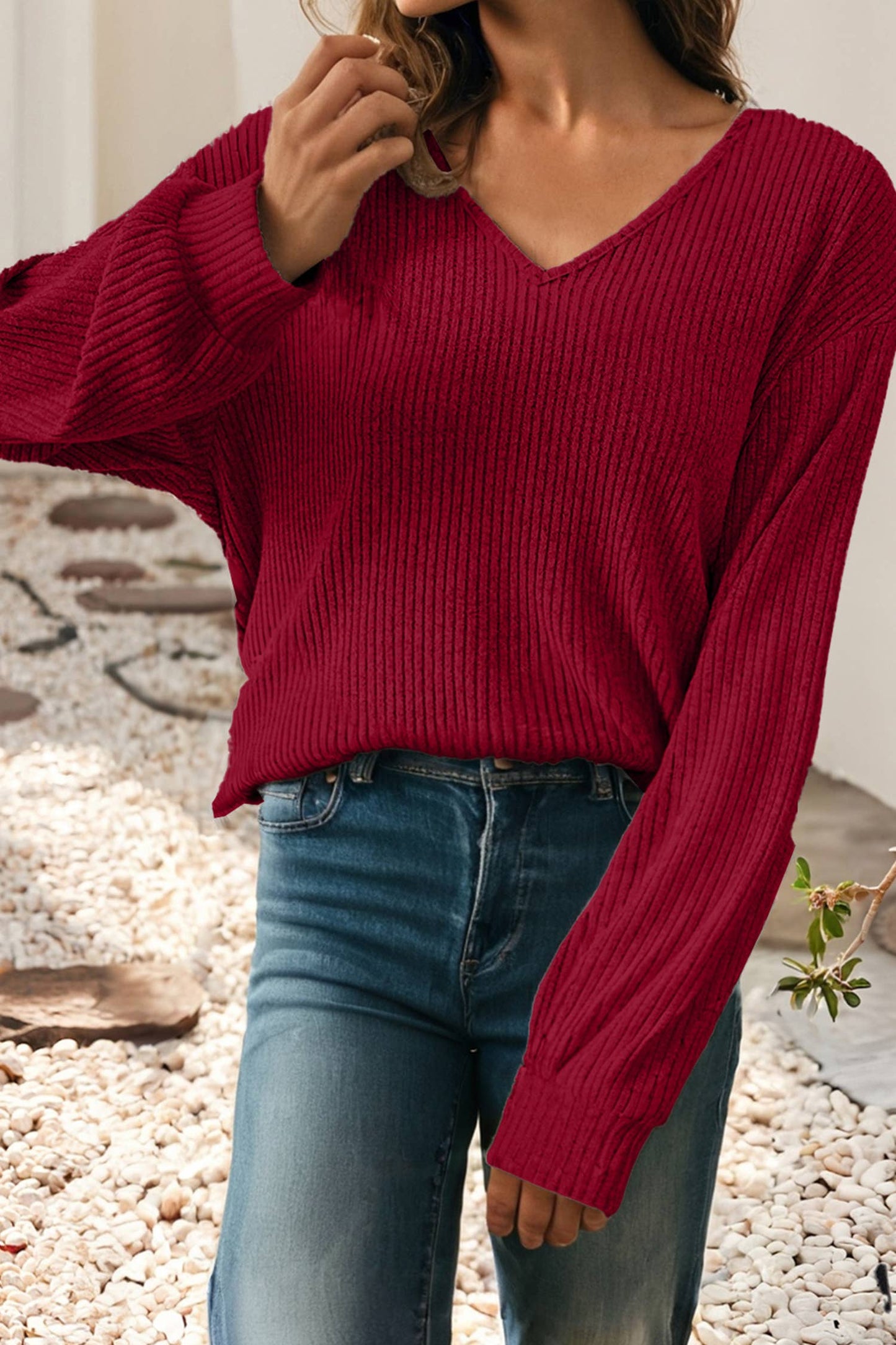 LDC Leopard-Print Back Bow Tie Drop Shoulder Long Sleeve Top