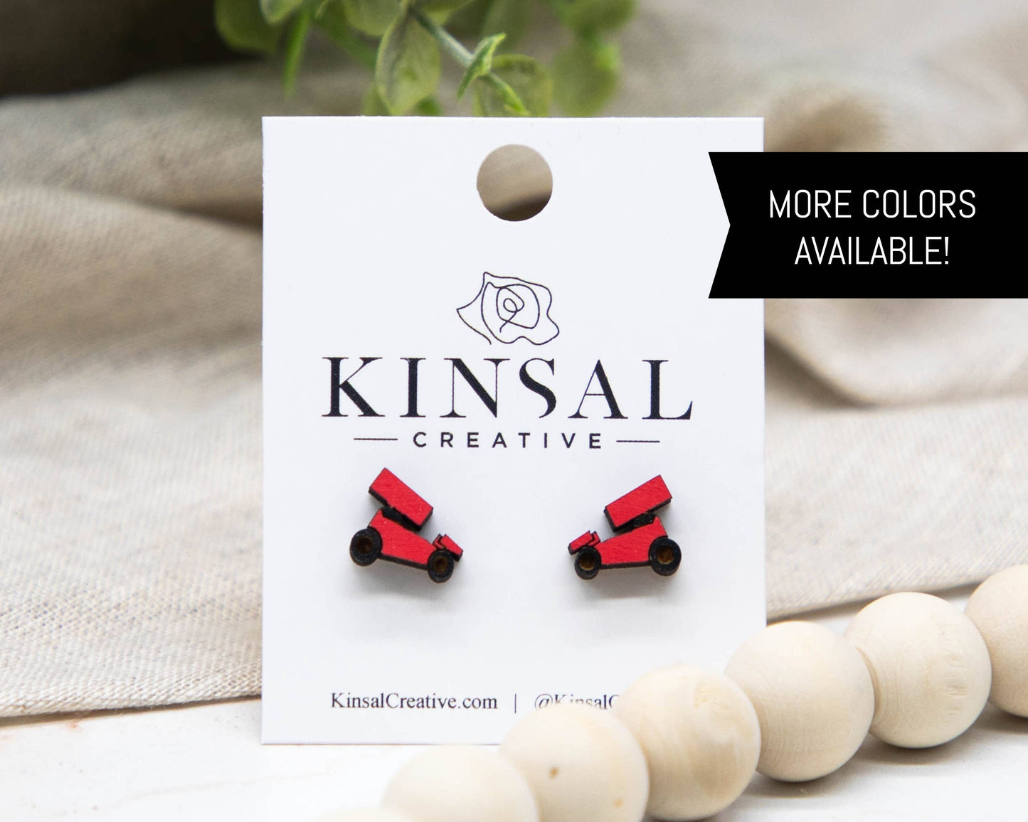 Sprint Car Wood Stud Earrings