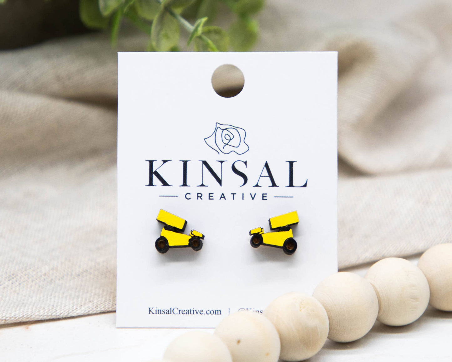 Sprint Car Wood Stud Earrings