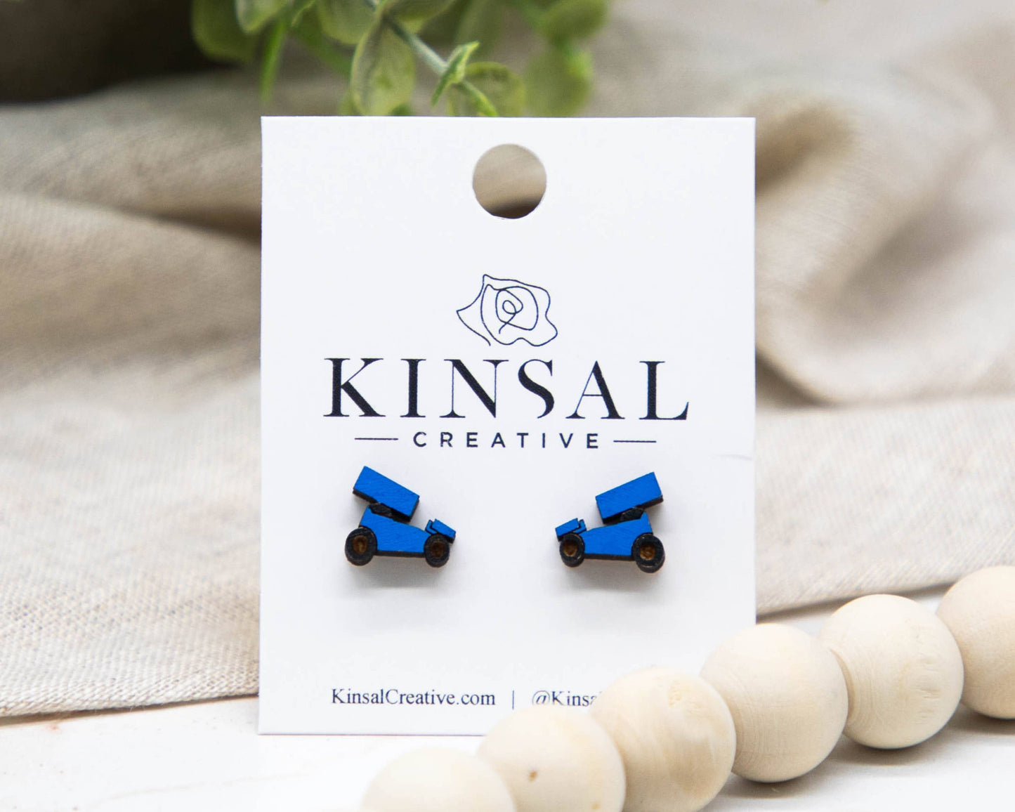 Sprint Car Wood Stud Earrings