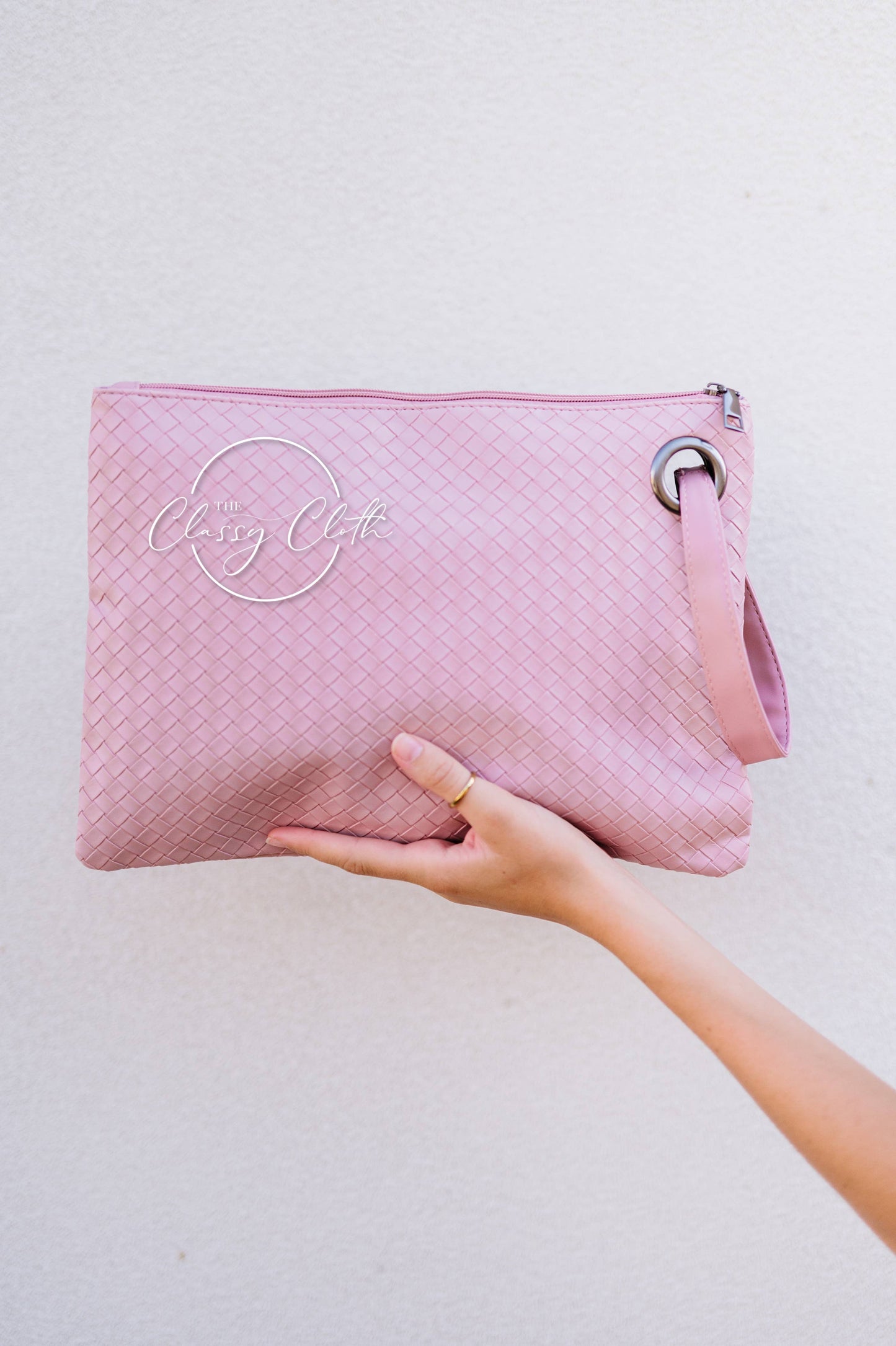 Trendy Clutch - Weave Blush Pink