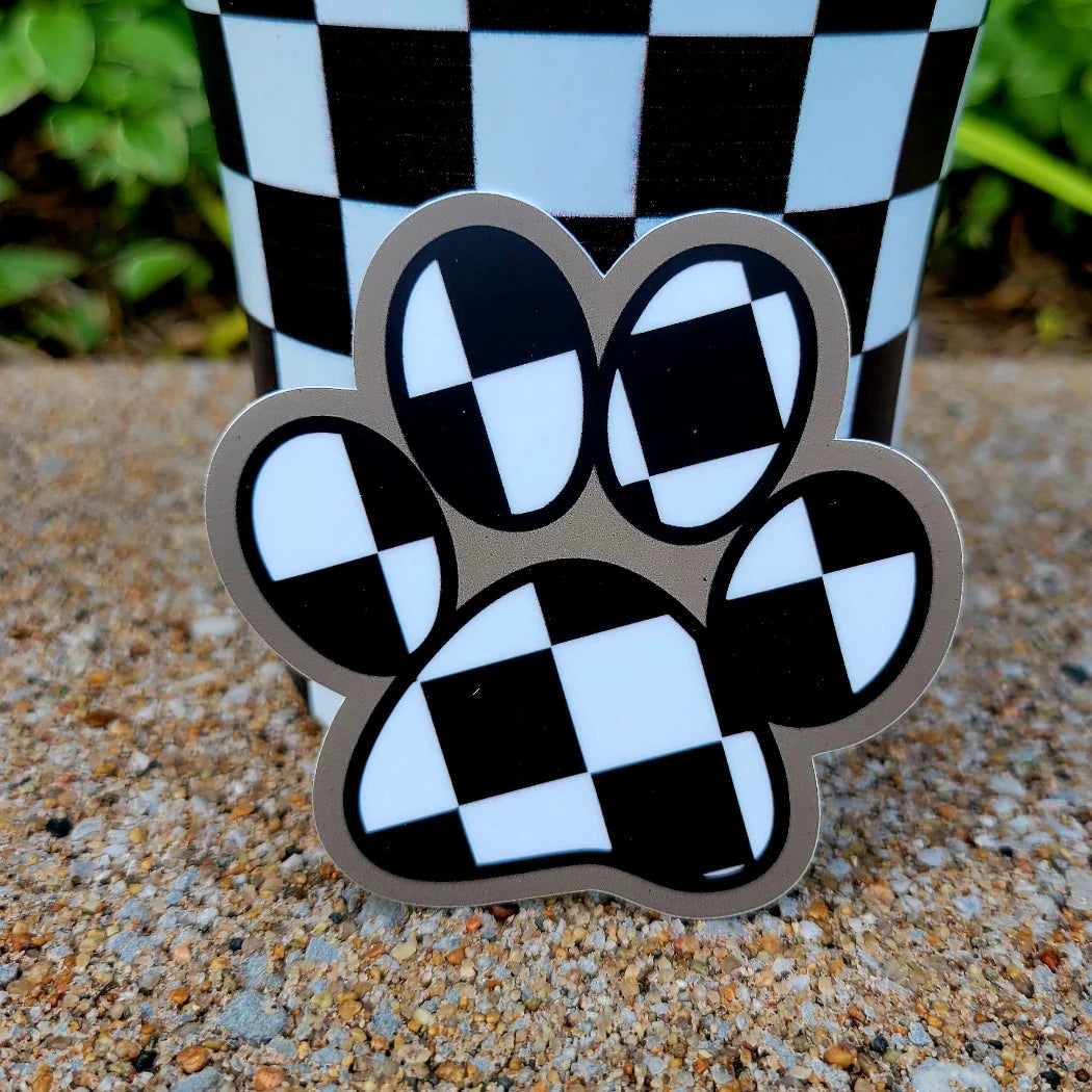 Checkered Paw Print Decal