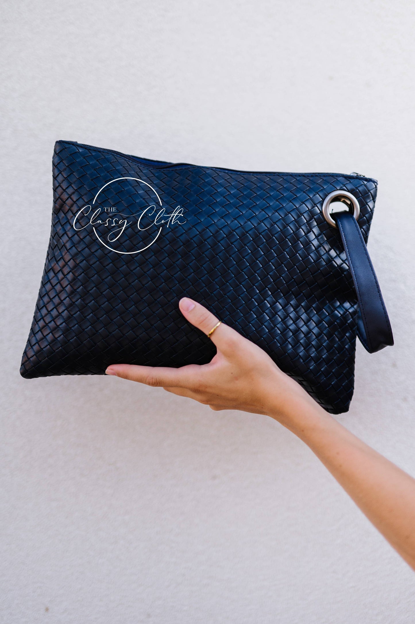 Trendy Clutch - Weave Navy