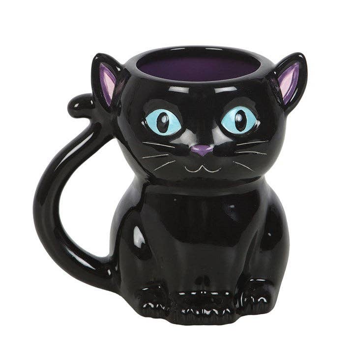 Cute and Creepy Gothic Black Cat Halloween Mug