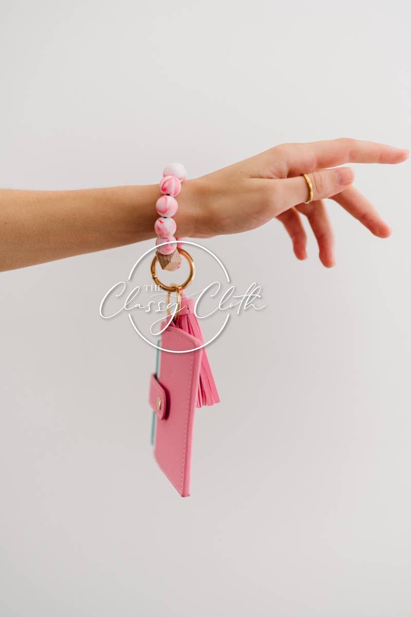 Wristlet Keychain Wallet - Pink