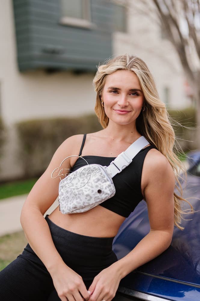 Nylon Belt Bag- Grey Leopard