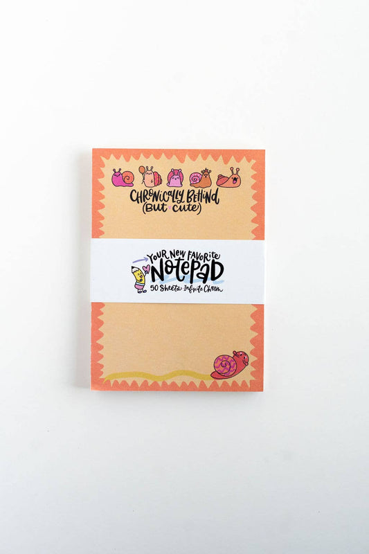 Chronically Behind (But Cute) Notepad – Snail Fun Stationery