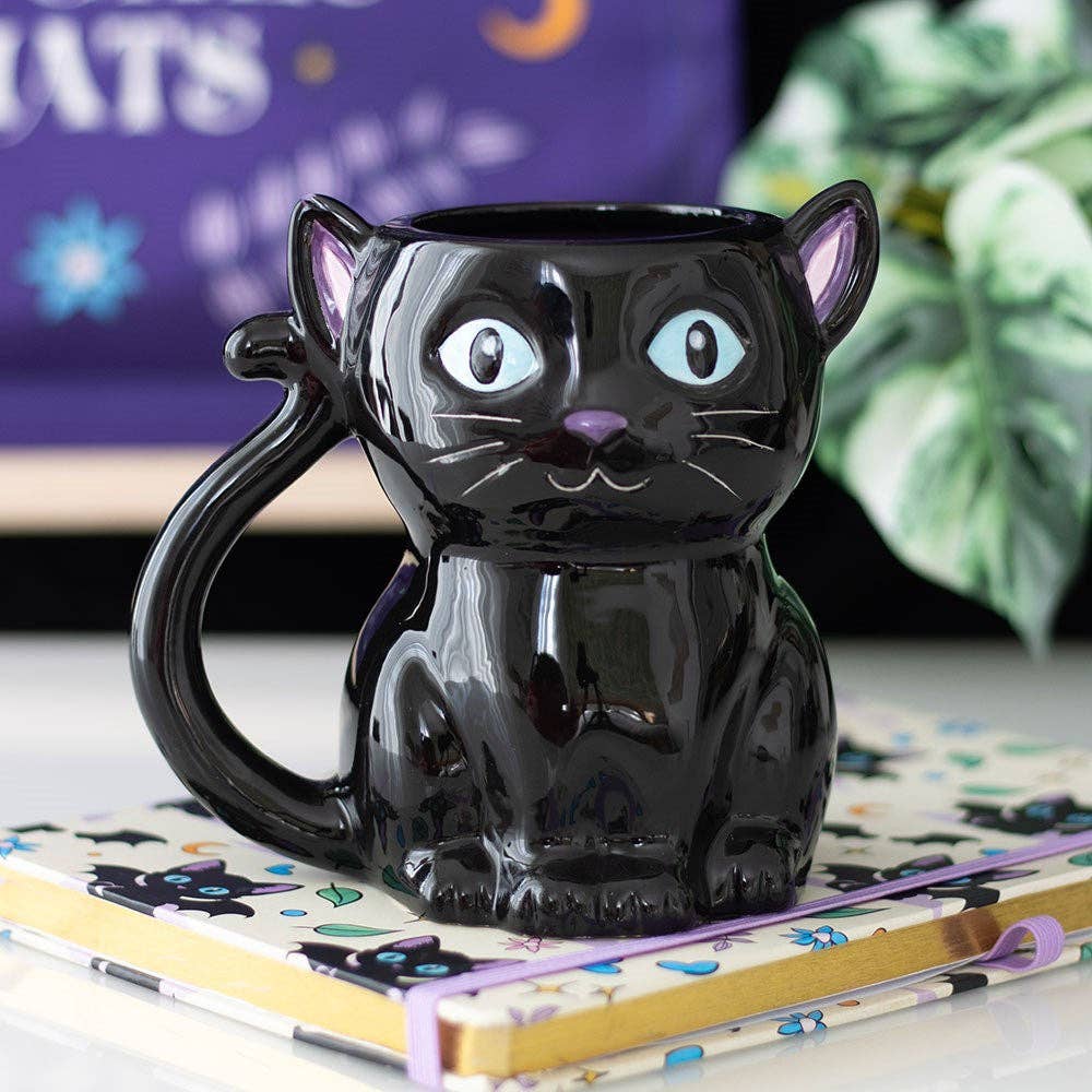Cute and Creepy Gothic Black Cat Halloween Mug