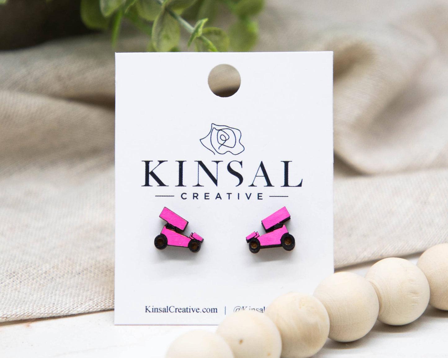 Sprint Car Wood Stud Earrings