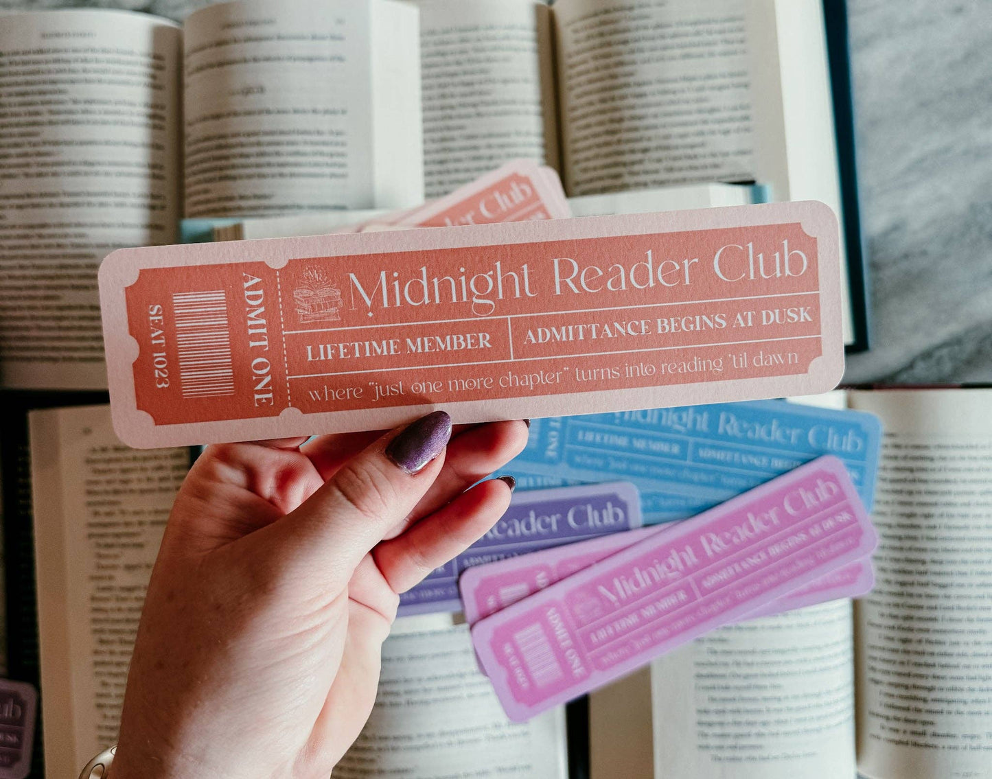 Midnight Reader Club Bookmark | Pastel Color Ticket Design | Spring Pastel Bookmark Pack