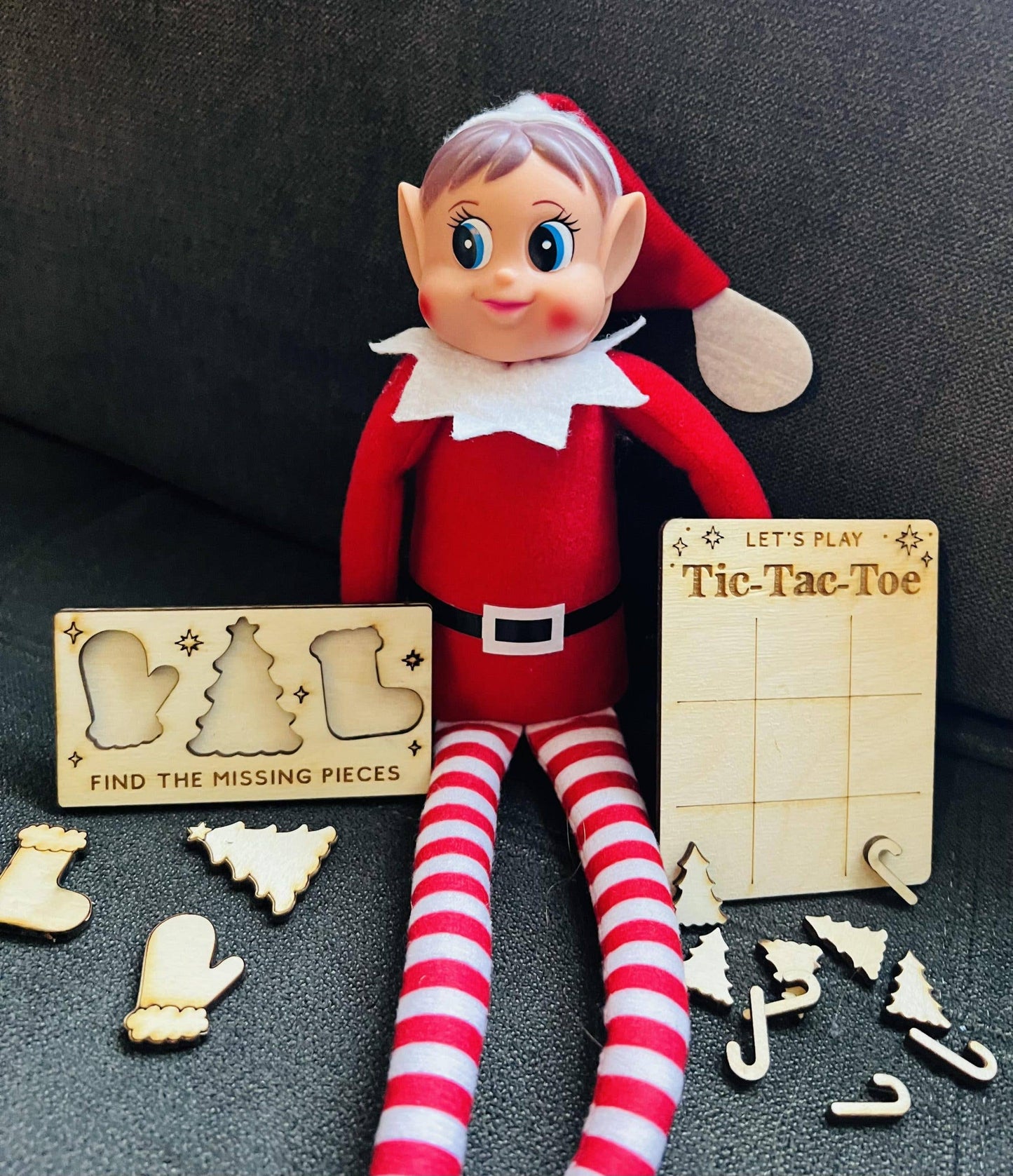 Elfie Tic Tac Toe and Missing Pieces Prop Set