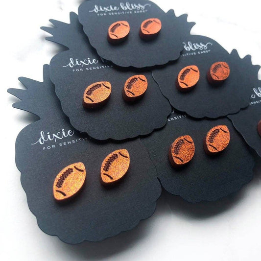 Football Stud Earrings - Copper
