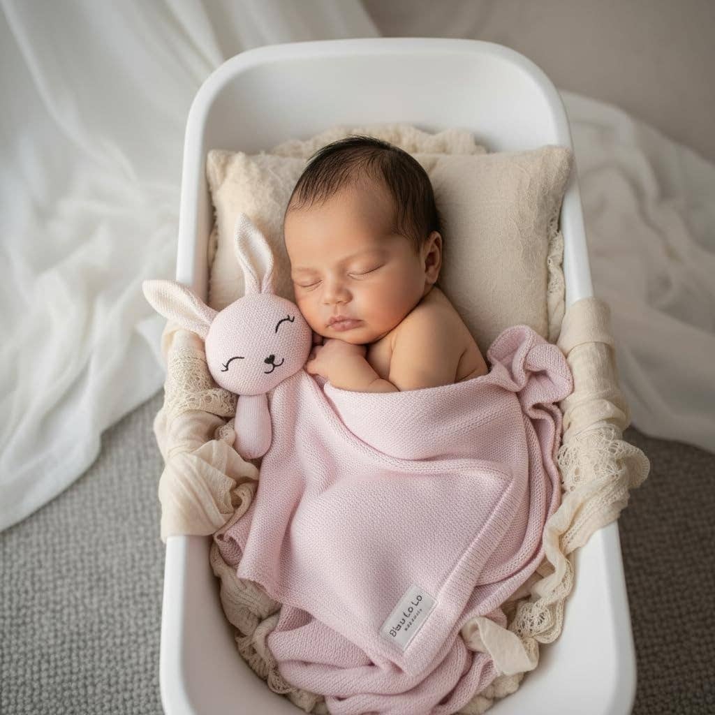 Blanket Lovey - 100% Organic Cotton Baby Blanket with Comfort Lovey