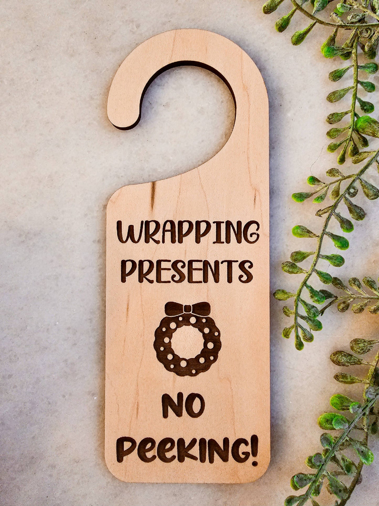 Door Knob Sign- Wrapping Presents Holiday Christmas Decor