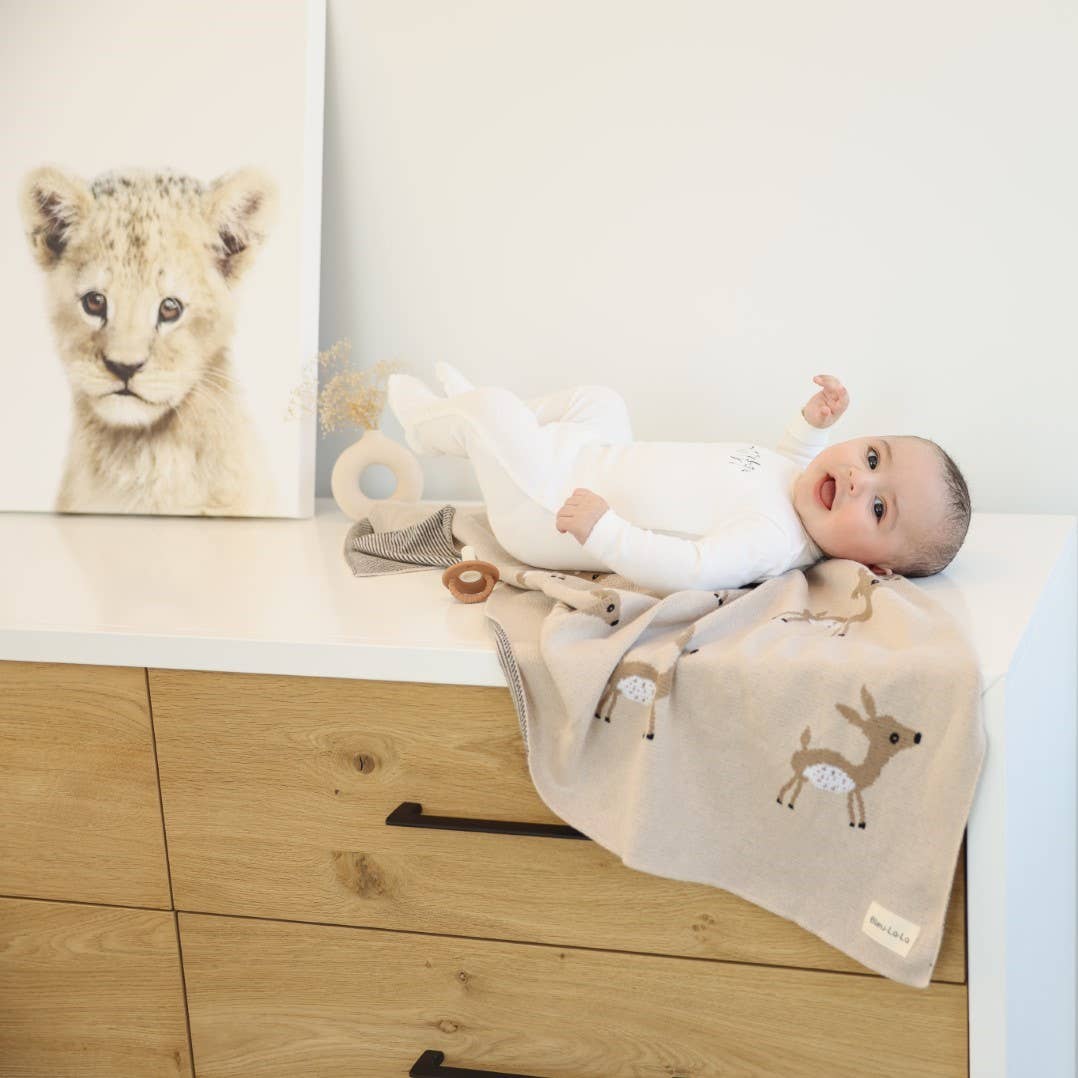 100% Luxury Cotton Receiving Swaddle Baby Blanket - Deer