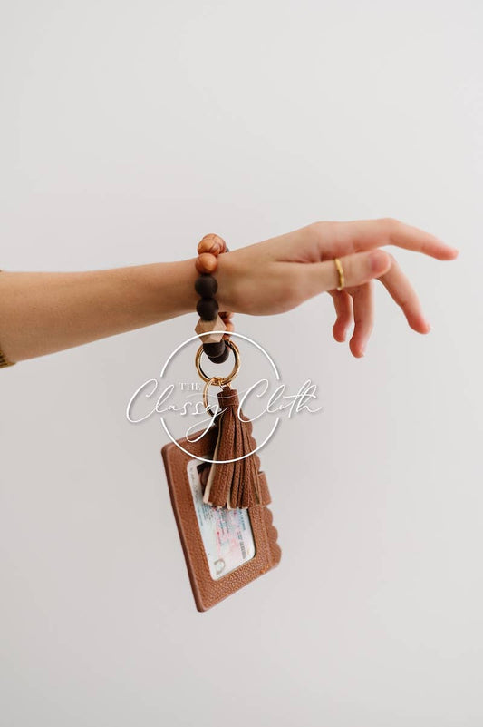 Wristlet Keychain Wallet - Tan