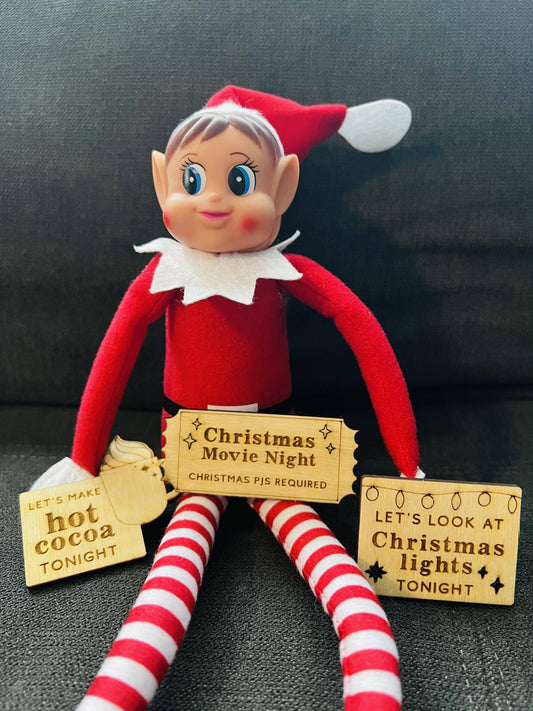 3 Pack Elfie Wooden Signs