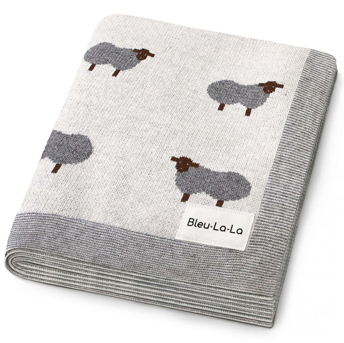 100% Luxury Cotton Receiving Swaddle Baby Blanket - Sheep