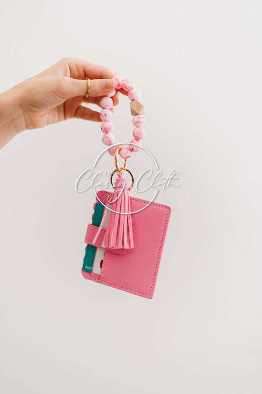 Wristlet Keychain Wallet - Pink
