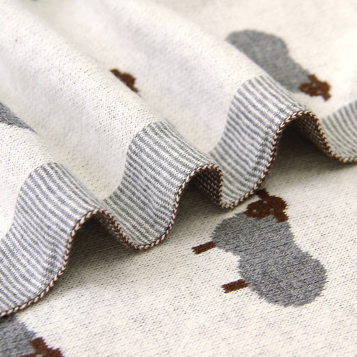 100% Luxury Cotton Receiving Swaddle Baby Blanket - Sheep