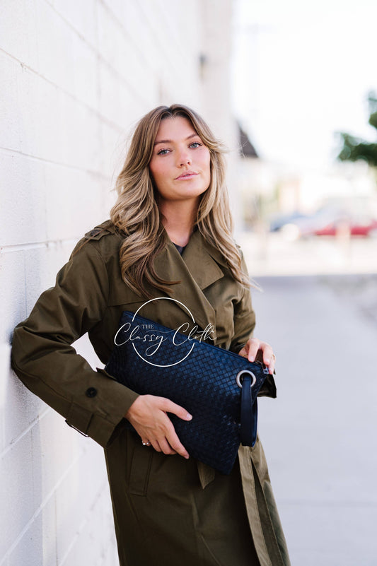 Trendy Clutch - Weave Navy