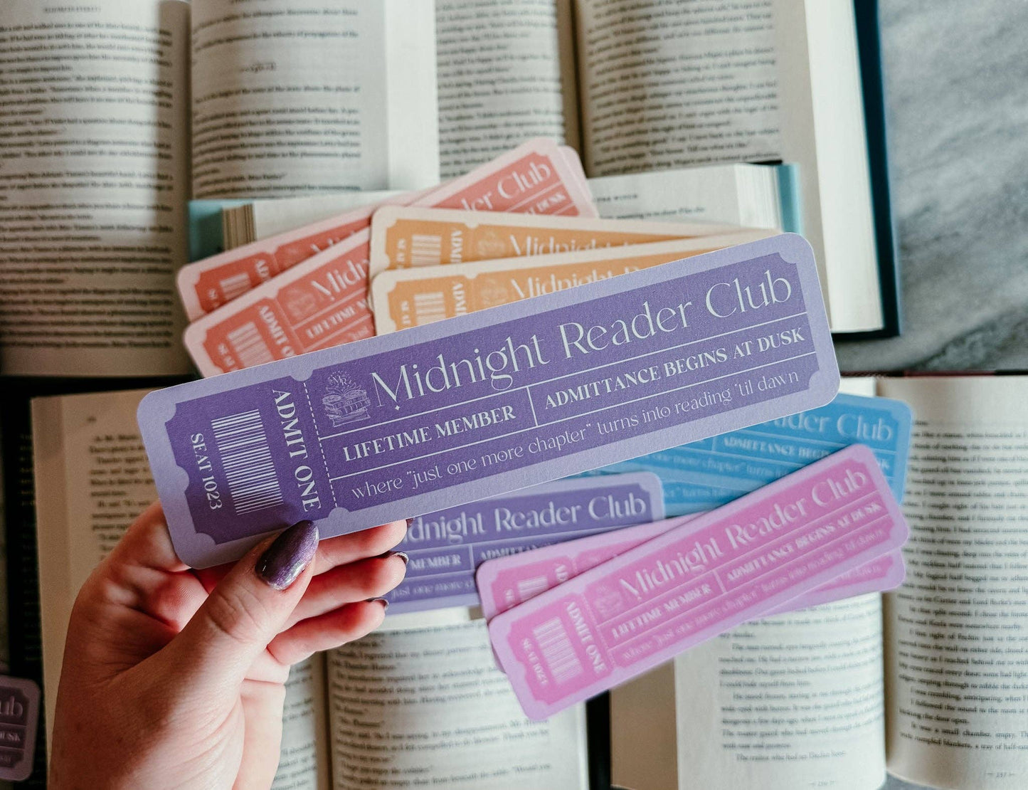 Midnight Reader Club Bookmark | Pastel Color Ticket Design | Spring Pastel Bookmark Pack