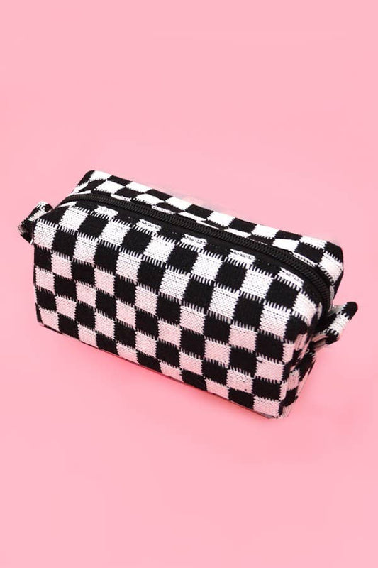 Checkered Makeup Cosmetic Bag