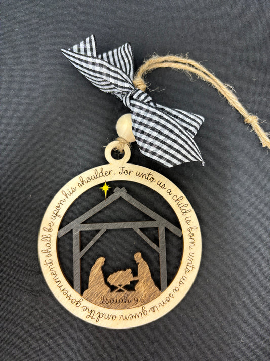 Birch Nativity Ornament