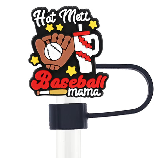 "Hot Mett Baseball Mama" Straw Topper