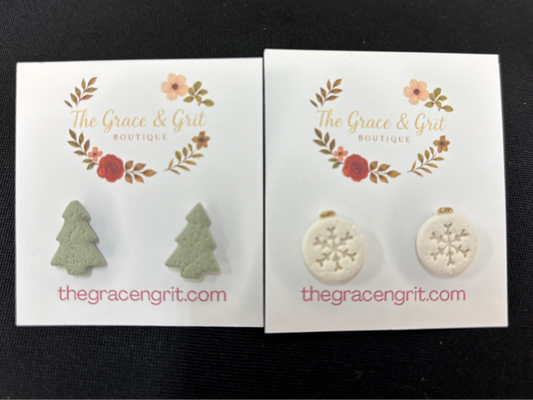 Trim The Tree Collection | Polymer Clay Studs - Earrings