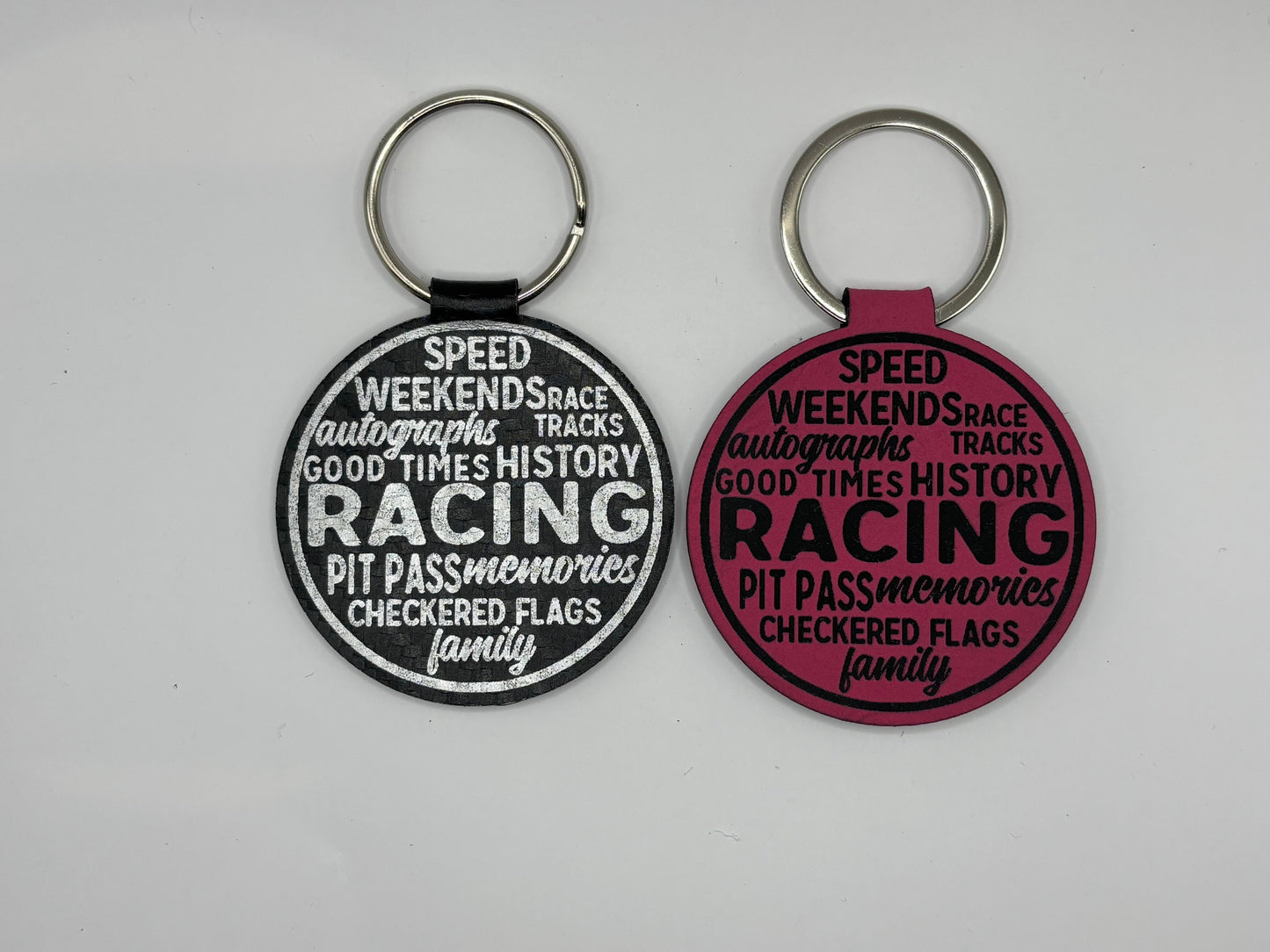 Race Words Leatherette Key Chain