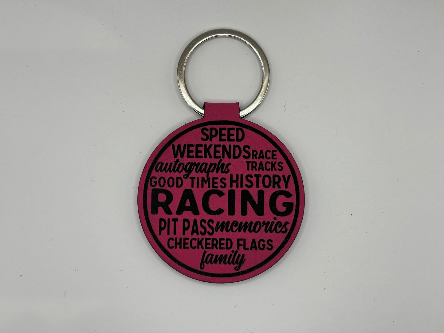 Race Words Leatherette Key Chain