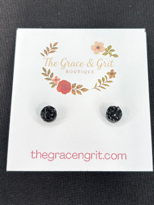 Micro Studs in Black Earrings